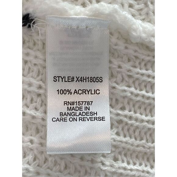 FULL CIRCLE TRENDS 1X 2-WAY WHITE/Black Stripe LONG SLEEVE SWEATER - Picture 8 of 10